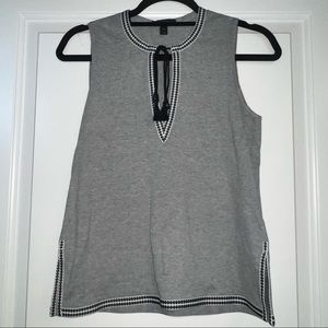 ✨ J. Crew Blouse Women's Embroidered Trim & Tassels V-Neck Tank Top Gray ✨